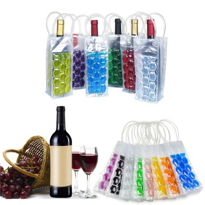 Gel Ice Carrier Holder Wine Bottle Freezer Bag Champagne PVC Cooler Bag with Handles Portable Liquor Ice-Cold Tools